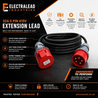3 Phase Extension Lead - 32A 5-Pin 3m 415V IP44 H07RN-F Heavy Duty Rubber Cable - PAT tested 3 Metre