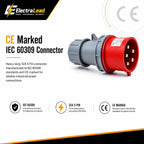 32A 5 Pin 3 Phase Extension Lead 3m – 415V Industrial Heavy Duty Steel Armoured Cable with Red CEE Plug & Socket – IP44 Site/Generator Power Lead – PAT Tested 