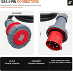5 Metre 125A 5-Pin 415V IP67 3-Phase Extension Lead