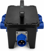 32A 3 Pin 230V Distribution Box, 4 x 16A 230V IP44 Industrial Site Power Box with Individual 16A MCB Protection & Main 32A 1 Pole MCB, IEC 60309 Portable Distribution Unit