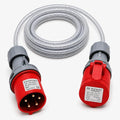 16A 5 Pin to 32A 5 Pin 415V 1M 3 Phase Industrial Adaptor Lead – 5G4mm² SY Steel Wire Braided Cable, IP44, CE Marked IEC 60309 Connectors 