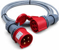 16A 4 Pin 415V 3m Red Industrial 3 Phase Extension Lead – 16 Amp, 4G2.5mm² SY Steel Wire Braided Cable, IP44, CE Marked IEC 60309 Components 