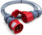 16A 4 Pin 415V 3m Red Industrial 3 Phase Extension Lead – 16 Amp, 4G2.5mm² SY Steel Wire Braided Cable, IP44, CE Marked IEC 60309 Components 