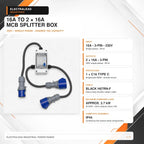 16A 3 Pin 230V MCB Distribution Box to 2x16A UK Sockets