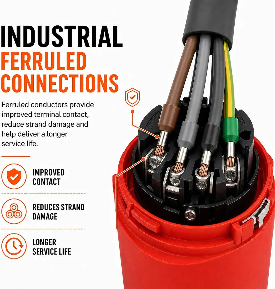 32A 4 Pin Plug to 16A 4 Pin Socket 1M 415V 3 Phase Adaptor Lead – 4 Core 4mm² SY Cable, IP44, CE Marked IEC 60309 Industrial Connectors – Multiple Lengths 