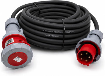 63A 5-pin 415V 16mm² H07RN-F rubber Extension Lead — IP67