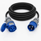 32A 3 Pin 230V 3m Blue Industrial Single Phase Extension Lead – 32 Amp, 3G4mm² H07RN-F Rubber Cable, IP44, CE Marked IEC 60309 2P+E Components 