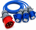 ElectraLead 32A 5 Pin to 3 x 16A 3 Pin Splitter Lead – 1m Arctic Grade Cable – 415V 3 Phase to 230V IEC 60309 – CE Marked Industrial Connectors