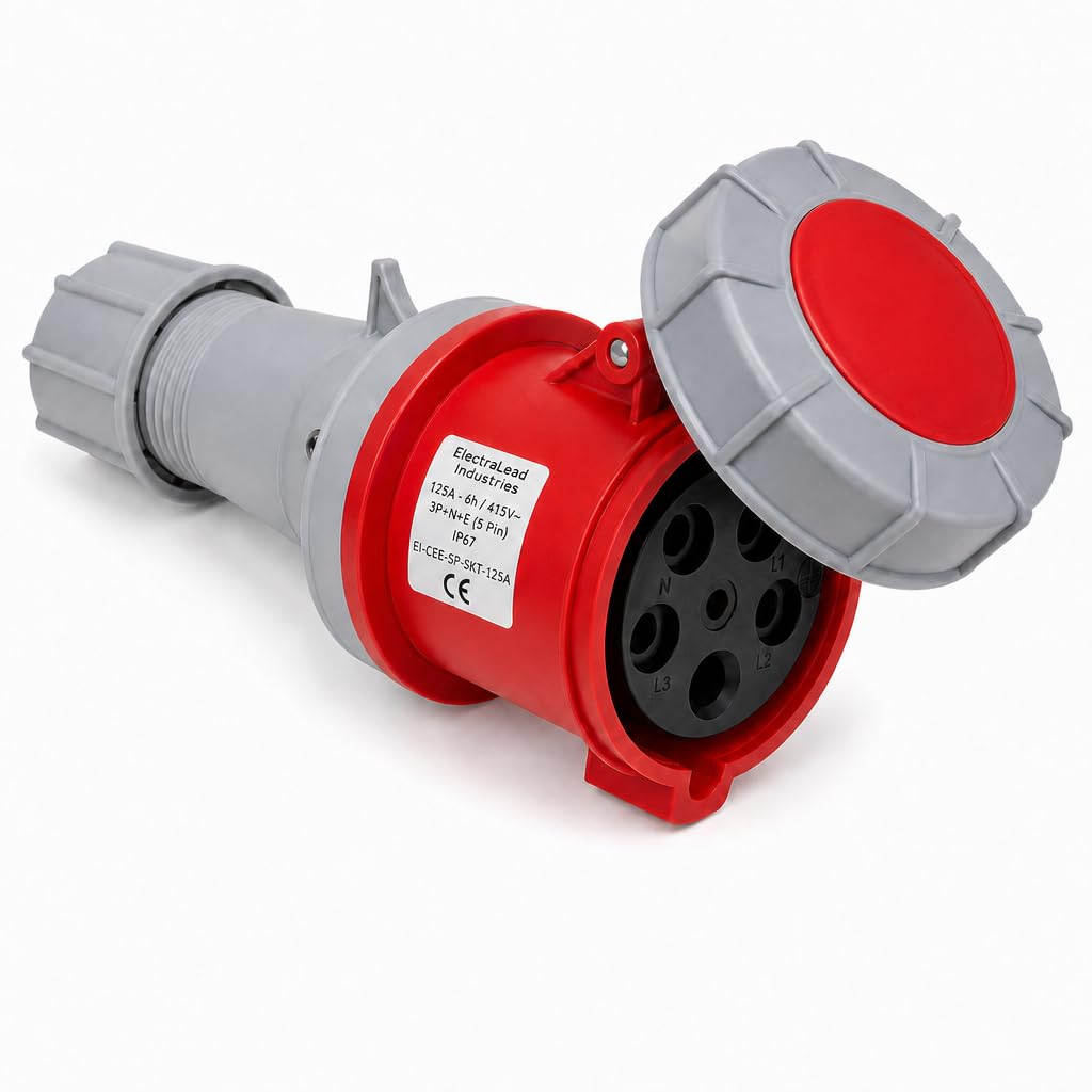 125A 5-pin 415V IP67 cable socket / coupler