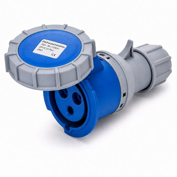 32A 3-pin 230V IP67 cable socket / coupler