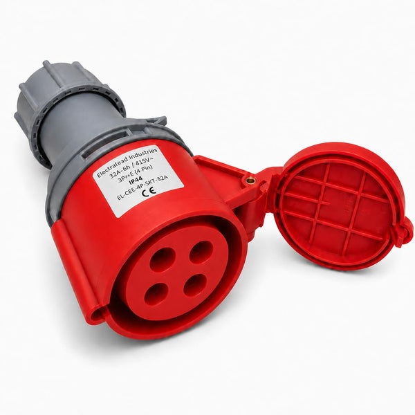 32A 4-pin 415V IP44 cable socket / coupler
