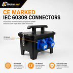 32A 3 Pin 230V Distribution Box, 4 x 16A 230V IP44 Industrial Site Power Box with Individual 16A MCB Protection & Main 32A 1 Pole MCB, IEC 60309 Portable Distribution Unit