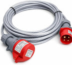 32A 4 Pin 415V 3m Red Industrial 3 Phase Extension Lead – 32 Amp, 4G4mm² SY Steel Wire Braided Cable, IP44, CE Marked IEC 60309 Components 