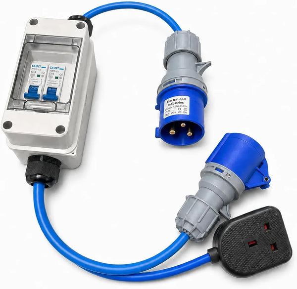 32A 3 Pin 230V MCB Distribution Box to 16A 3 Pin & 13A UK Socket