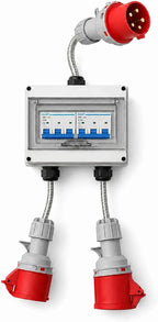 32A 5 Pin 415V 3 Phase MCB Distribution Box to 32A + 16A Outputs