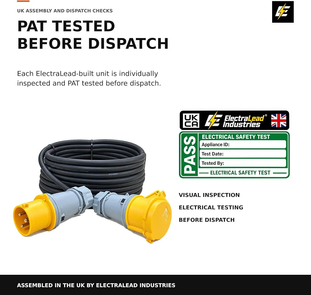 ElectraLead Industries 32A 110V 3-Pin 6mm² H07RN-F Extension Lead 