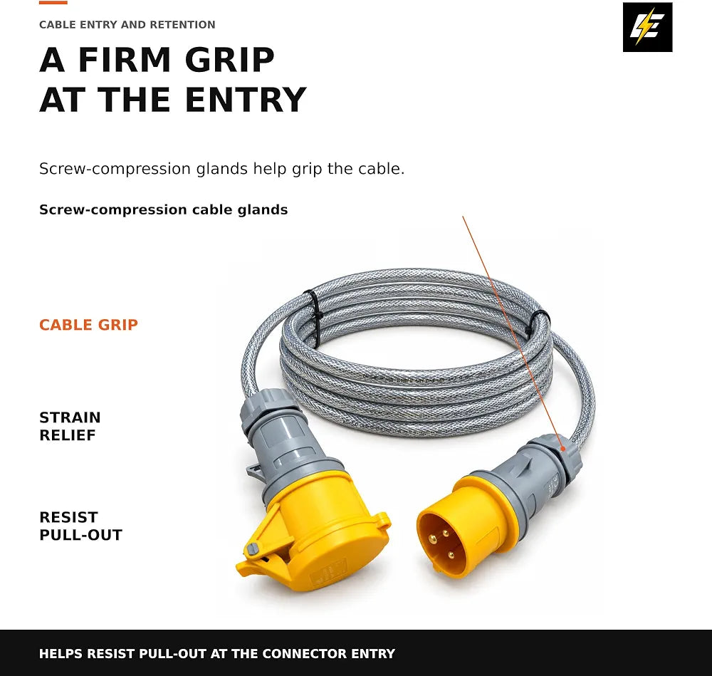 32A 110V 3-Pin 4mm² SY Braided Extension Lead 