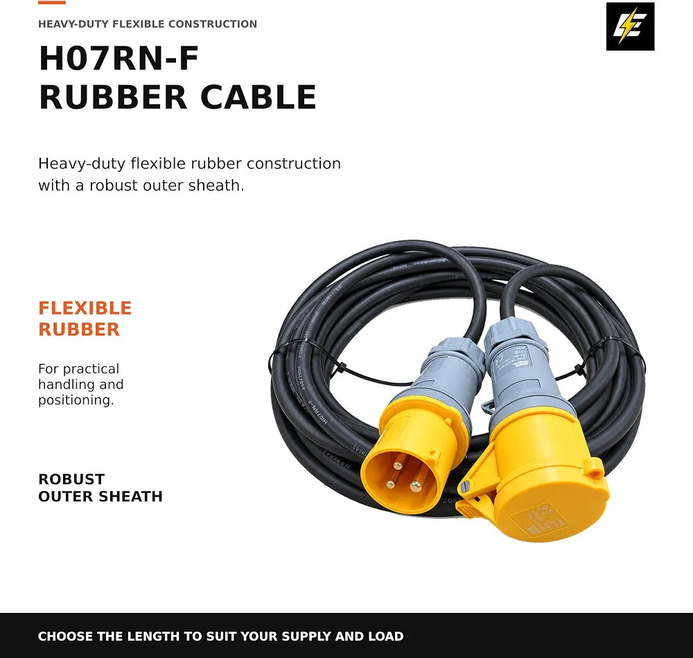 ElectraLead 16A 110V 3-Pin 2.5mm² H07RN-F Extension Lead 3 Metre