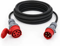 16A 5 Pin 415V 3m Red Industrial 3 Phase Extension Lead – 16 Amp, 5G2.5mm² H07RN-F Rubber Cable, IP44, CE Marked IEC 60309 Components 