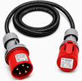 32A 5 Pin to 16A 5 Pin 415V 1M Industrial Adaptor Lead – 4mm² ExtremeFlex 90 H07RN-F Rubber Cable, CE Marked IEC 60309 Connectors, IP44, 3 Phase 