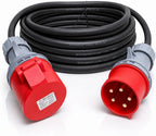 3 Phase Extension Lead - 32A 5-Pin 3m 415V IP44 H07RN-F Heavy Duty Rubber Cable - PAT tested 3 Metre
