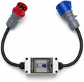 32A to 32A 3 Phase MCB Distrobution Wall Hanging Adaptor Box – 32A 5 Pin 415V Inlet to 32A 3 Pin 230V Outlet – IEC 60309 Industrial Step-Down Adaptor – MCB Protected – PAT Tested