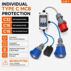 32A 5-Pin 415V 3-Phase MCB Distribution Box to 32A, 16A & 13A UK Outputs