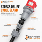 3 Phase Extension Lead - 32A 5-Pin 3m 415V IP44 H07RN-F Heavy Duty Rubber Cable - PAT tested 3 Metre