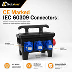 32A 5 Pin 415V Distribution Box, 6 x 16A 230V IP44 Industrial Site Power Box with Individual 16A MCB Protection & Main 32A 3 Pole MCB, IEC 60309 Portable Distribution Unit