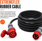 32A 5 Pin 415V 3m Red Industrial 3 Phase Extension Lead – 32 Amp, 5G6mm² H07RN-F Rubber Cable, IP44, CE Marked IEC 60309 Components 