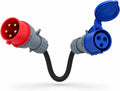 32A 5 Pin to 32A 3 Pin Adaptor Lead – 415V Red Three Phase Plug to 230V Blue CEE Socket, 60cm 6mm² H07RN-F Ultra Flexible Cable, Heavy Duty Industrial Fly Lead for EV Chargers, Events, Site Power