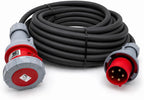 63 Amp 5 Pin 415V 3m Three Phase Extension Lead - CE Red - 16mm² Heavy Duty Industrial H07RN-F Rubber Cable 63A 3 Phase HO7 