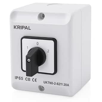 2-pole changeover switch, 20A version shown
