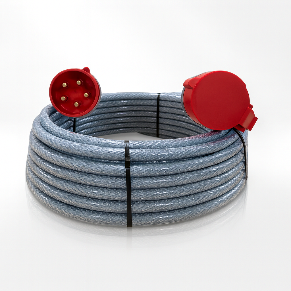 SY braided three-phase extension lead, 16A–63A, 5-pin, 400V